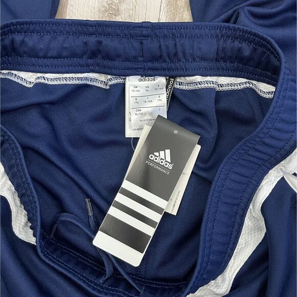 NWT Adidas Navy Blue Athletic Ankle Zip Track Pants White Stripes Boys XL 18-20 - Picture 12 of 13
